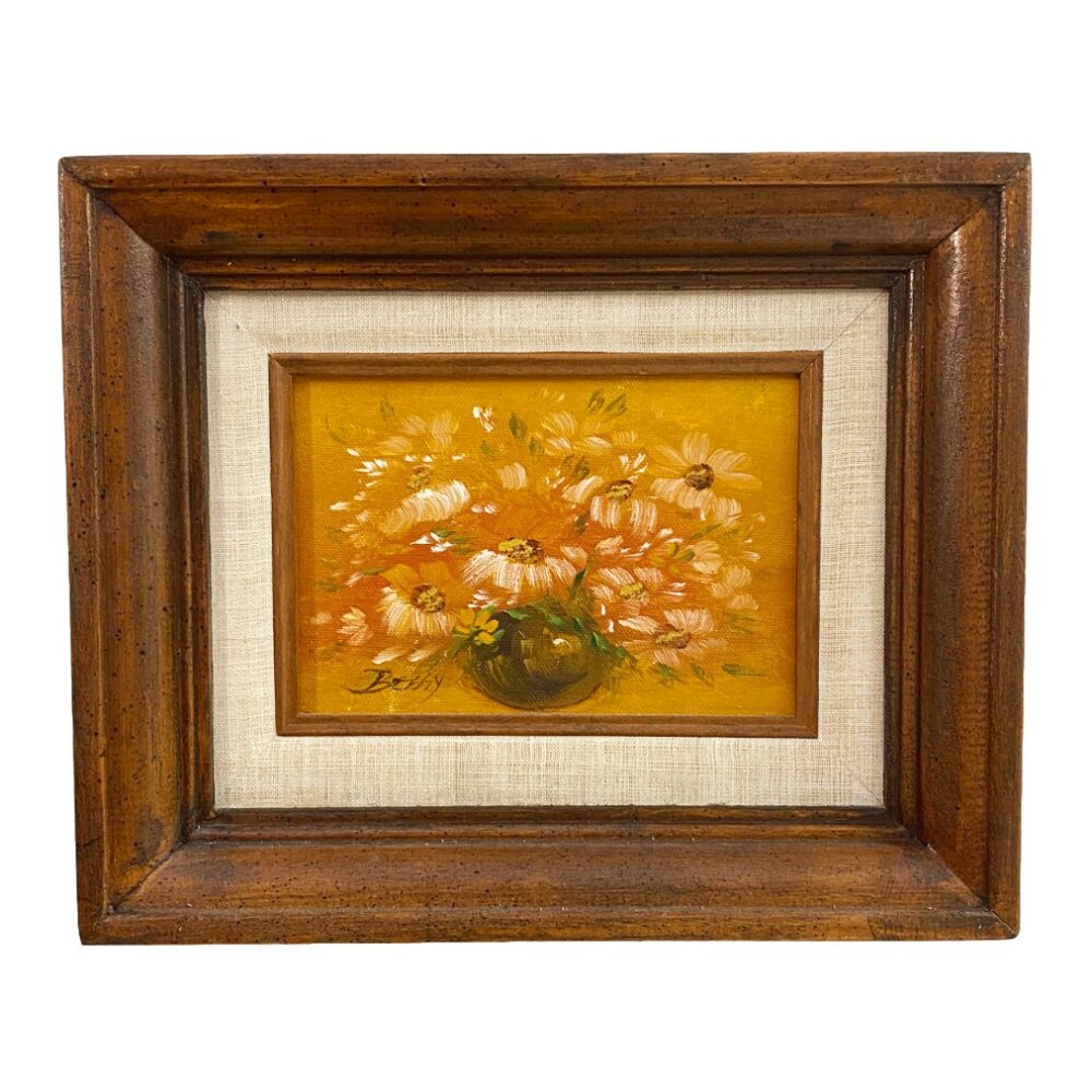 Little Vintage Fall Flowers Original Acrylic Painting: Made by a Real Human